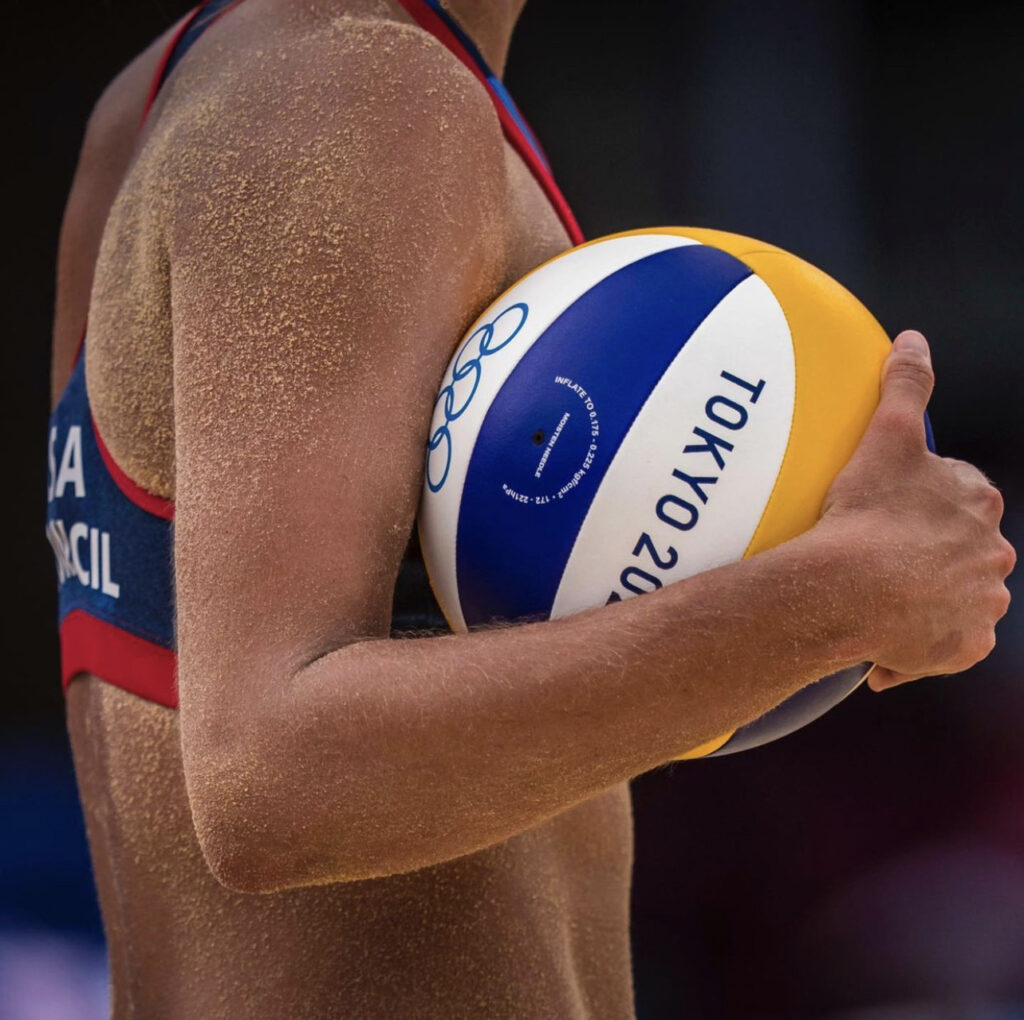 Sarah Sponcil at the Tokyo Olympics for beach volleyball.